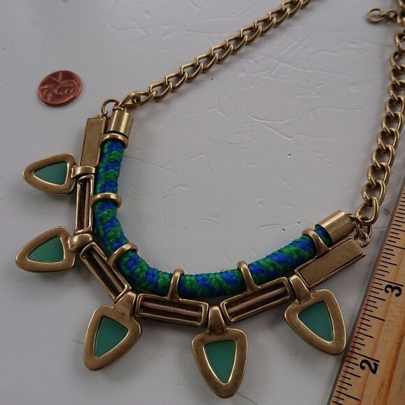 J. crew blue & Green Rope Cord stone Necklace - Picture 9 of 9